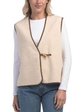 BAILEY/44 Cream Teddy Fleece Toggle Vest Women's Size M NWT Winter Apres Ski